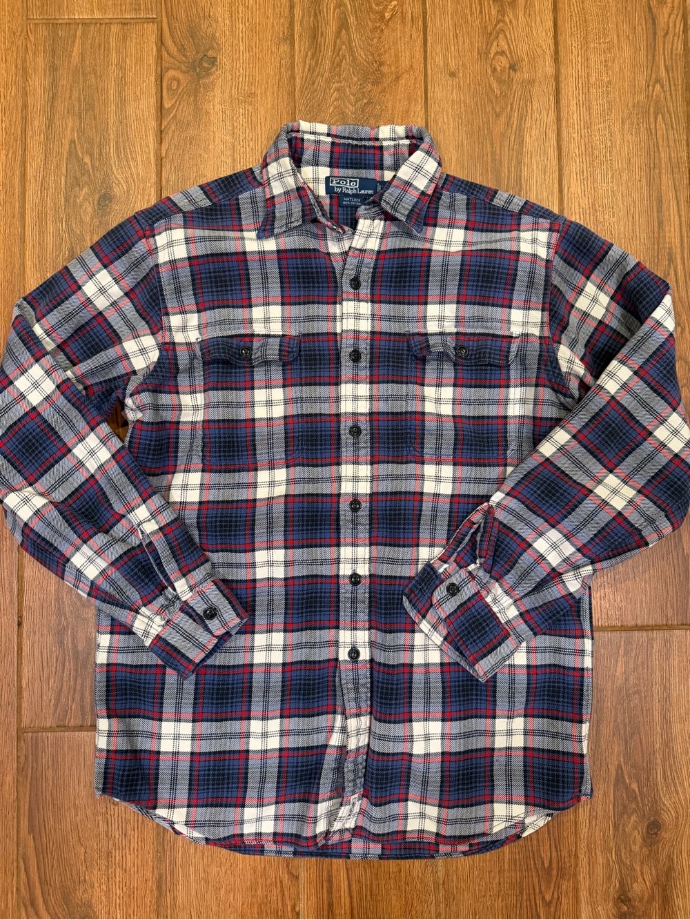 Vintage polo Ralph Lauren matlock Plaid Button-Down flannel Shirt / medium
